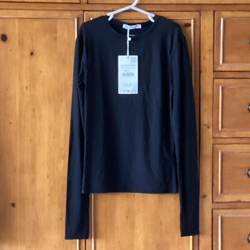 Zara Long Sleeve Black T Shirt Women’s Size S
